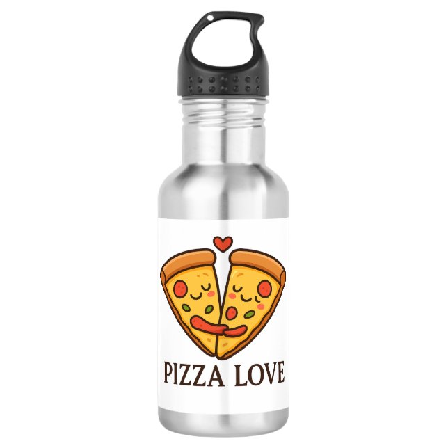 Süße Pizza-Liebe-Aufkleber Edelstahlflasche (Vorderseite)