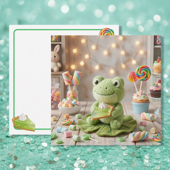 Süße Plüschfrosch hält Key Lime Pie Blanko Karte (Von Creator hochgeladen)