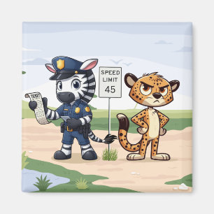 süße Polizei Zebra & Gepard Magnet