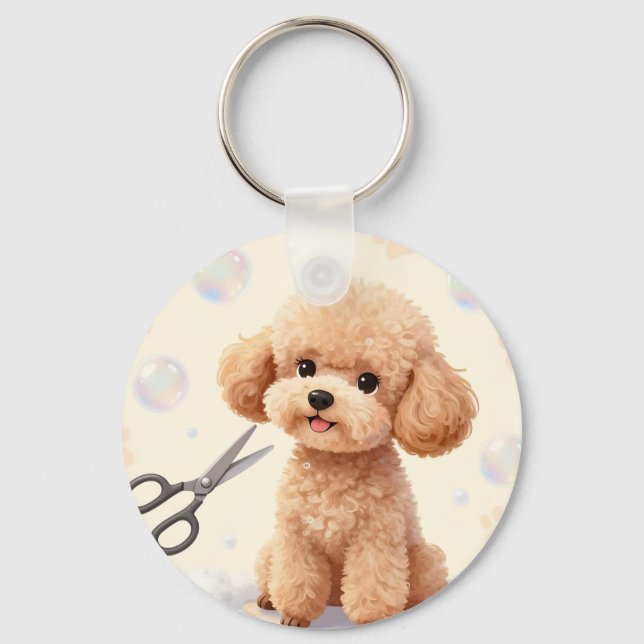 Süße Poodle-Schneid-Bubbles-Schere  Schlüsselanhänger (Vorderseite)