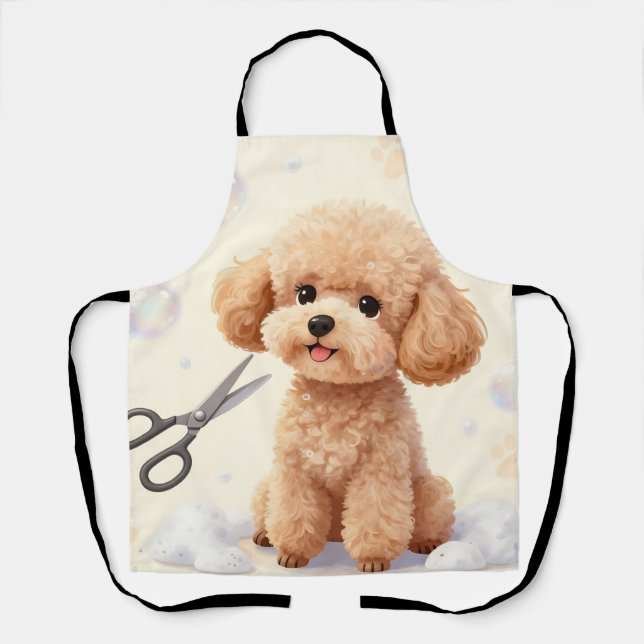 Süße Poodle-Schneid-Bubbles-Schere  Schürze (Vorderseite)