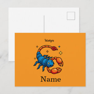 Süße Pop-Art-Skorpion-Sternzeichen-Horoskop Feiertagspostkarte