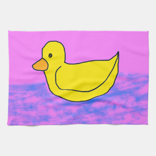 Süße Popcorn Anime Ente auf rosa Küchentüchern Geschirrtuch