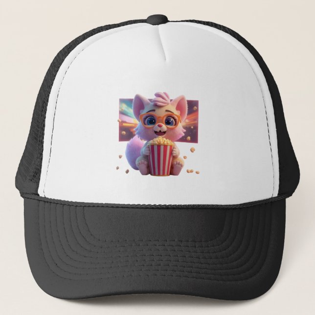 Süße Popcorn-Kitty-Mütze Truckerkappe (Vorderseite)