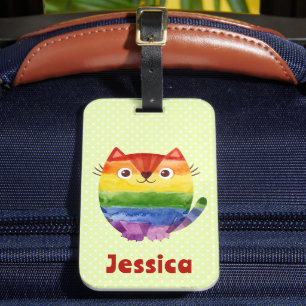 Süße Pride-Kitty-Aquarell-Personalisierung Gepäckanhänger