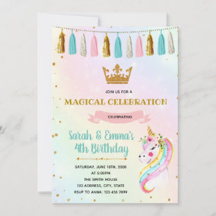 Süße Prinzessin-Einhorn-Party-Einladung Einladung