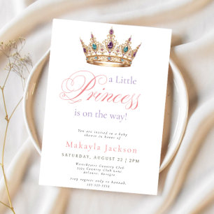 Süße Prinzessin Goldkrone Baby Shower Einladung