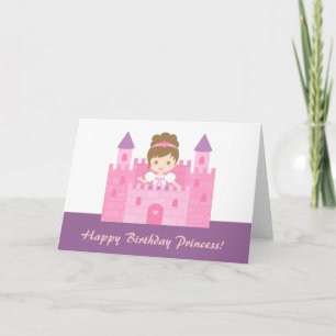 Süße Prinzessin in Burg Mädchen Herzlichen Glückwu Karte