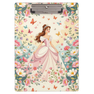 Süße Prinzessin mit Schmetterlingen Klemmbrett