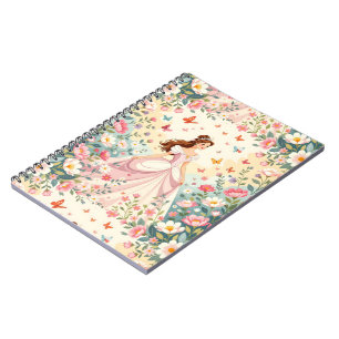 Süße Prinzessin mit Schmetterlingen Notizblock