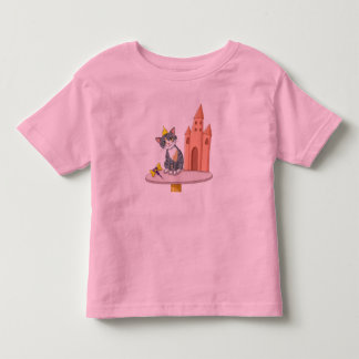 Süße Prinzessinnen-Katze mit Burg-Kinder-T-Shirt Kleinkind T-shirt