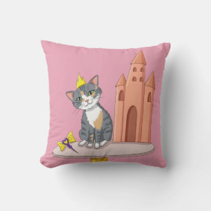 Süße Prinzessinnen-Katze mit Schloss Dekorative Wu Kissen