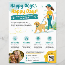 Süße professionelle Hunde-Spaziergang- und Haustie Flyer