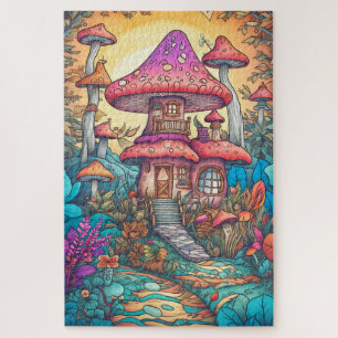 Süße psychedelische Pilzhaus-Illustration
