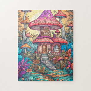 Süße psychedelische Pilzhaus-Illustration
