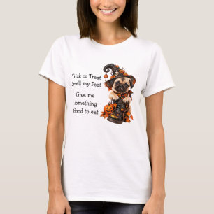 Süße Pug-Hexe Halloween-Süßigkeiten oder Saures T-Shirt