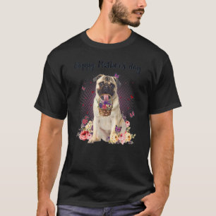Süße Pug-Mama-Blume Frohen Muttertag Liebe Hund T-Shirt