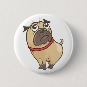 Süße Pug-Mama-Welpen-Hund-Vater-Pugs-Cartoon-Welpe Button