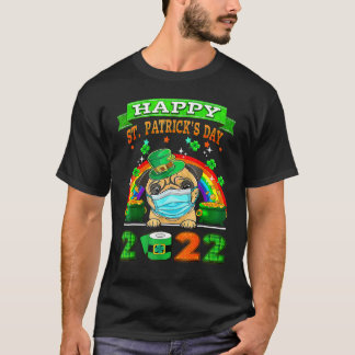 Süße Pug-Maske Koboldhut Shamrock St. Patrick's T-Shirt