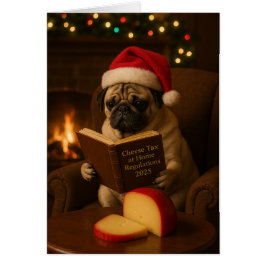 Süße Pug-Weihnachtskarte 'Käse-Steuer'