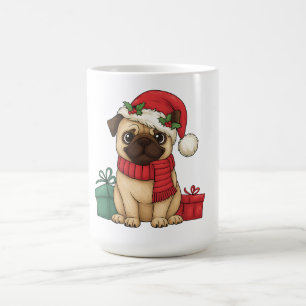 Süße Pug-Weihnachtsmann-Weihnachtsgeschenk-Illustr Kaffeetasse