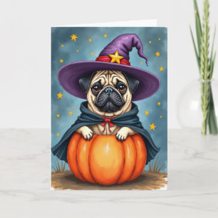 Süße Pug-Zauberer-Karte Karte