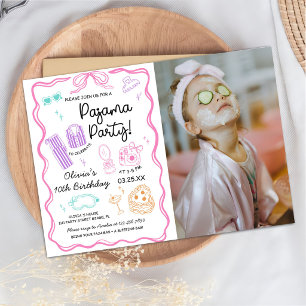 Süße Pyjama-Schlafparty-Geburtstagsfotos Einladung
