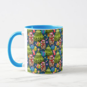 Süße Quokka Blau Weihnachten Tasse