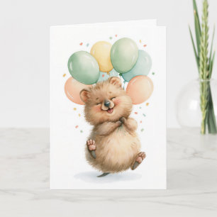 Süße Quokka-Geburtstagsballons-Grußkarte Karte