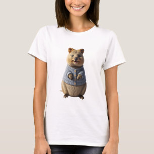 Süße Quokka in gestrickter Jacke Digitale Kunst T-Shirt