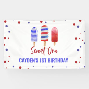 Süße:r Erste:r Geburtstag Eis am Stiel 4. Juli Banner