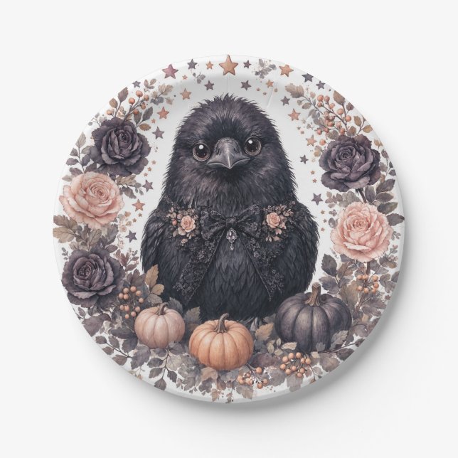 Süße Raben Halloween-Papierteller Pappteller (Vorderseite)