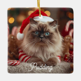 Süße Ragdoll-Katze Weihnachtsmagie Personalisiert Keramikornament
