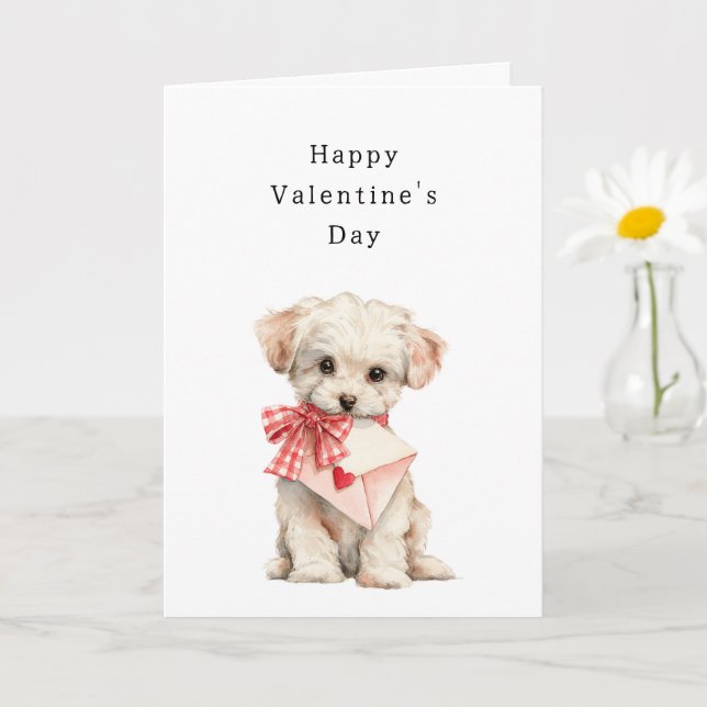 Süße Rahmhund Valentinstag Karte (Kleine Pflanze)