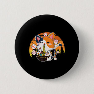 Süße Ramen-Katze Anime Japanische Neko-Nudel Spaß Button