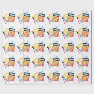 Süße Rechner- und Schulmaterial-Illustration Geschenkpapier
