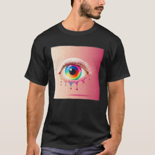Süße Regenbogen-Augen-Illustration Farbige Tränen T-Shirt