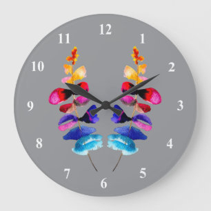 Süße Regenbogen-Blätter Aquarell Große Wanduhr