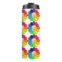 Süße Regenbogen-Blumen-Thermotasse