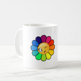 Süße Regenbogen-Blumen-Zwinkern-Gesicht-Kaffeetass Kaffeetasse