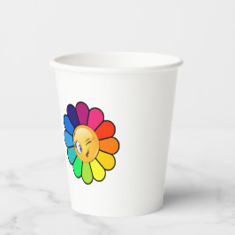 Süße Regenbogen-Blumen-Zwinkern-Gesicht-Papier-Tas Pappbecher