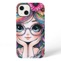 Süße Regenbogen-Haare Chibi Mädchen Handyhülle