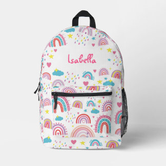 Süße Regenbogen-Kindertasche für Mädchen zum Zurüc Bedruckter Rucksack