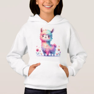 Süße Regenbogen-Lama-Fantasy-Kunst Hoodie