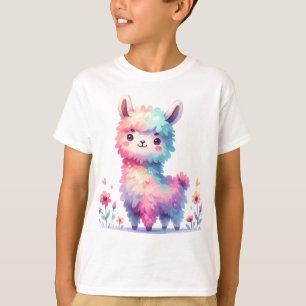 Süße Regenbogen-Lama-Fantasy-Kunst T-Shirt