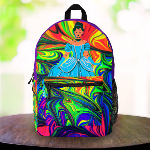 Süße Regenbogen-Prinzessin Mädchen Trendige Rückke Bedruckter Rucksack