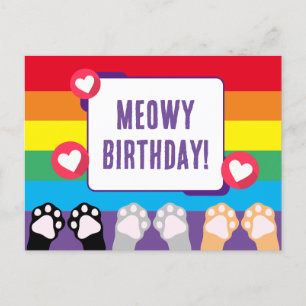 Süße Regenbogenkatze Pfoten hoch Alles Gute zum Ge Postkarte