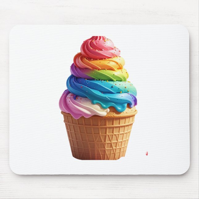 Süße Regenbogenwirbel-Eis-Waffel-Tüte  Mousepad (Vorne)