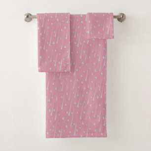 Süße Regentropfen Rosa Regenwetter Badhandtuch Set