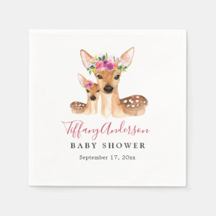 Süße Reh-Mama und Baby Blumen Baby-Party Serviette